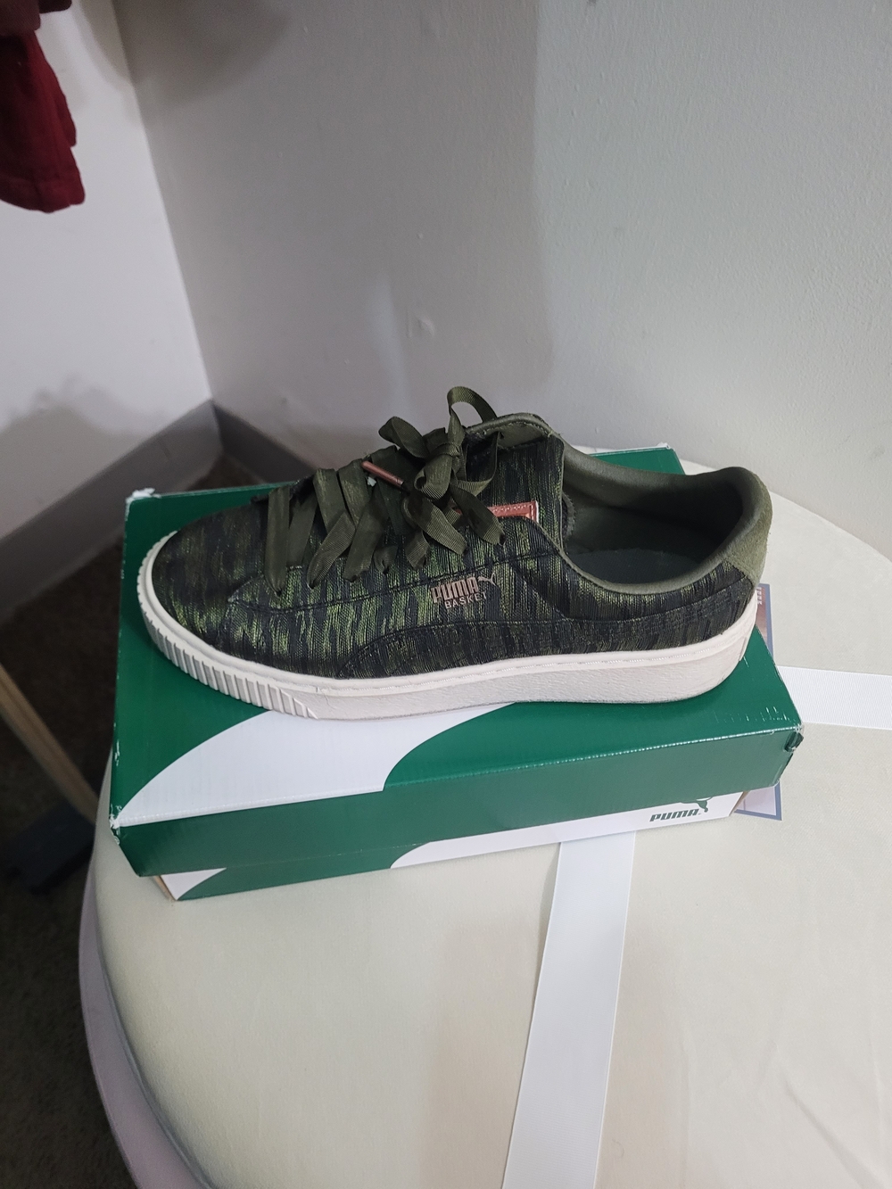 Puma Women Green Camo-Pattern Low Top Sneakers